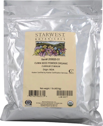 Cominho Orgânico em Pó Starwest Botanicals - 454g