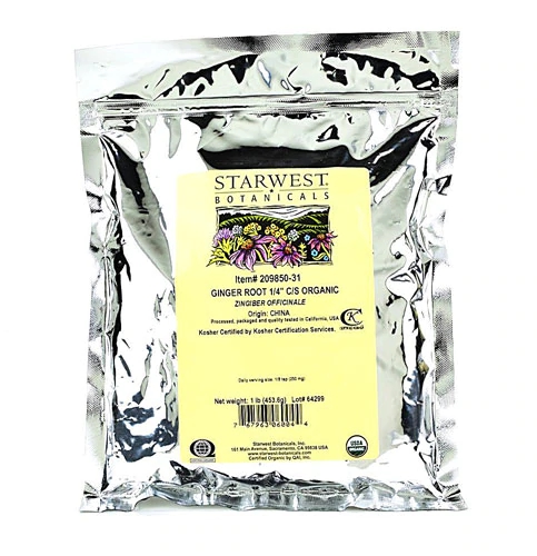 Gengibre Orgânico Starwest Botanicals 454g Picado e Peneirado | Raiz de Gengibre Premium