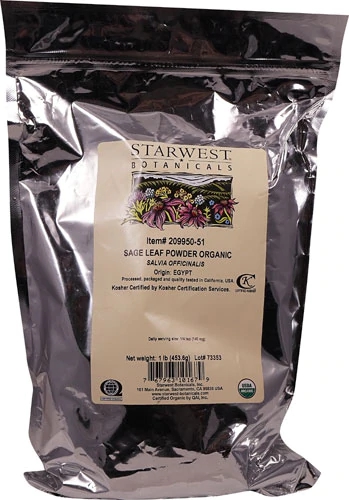 Pó de Folha de Sálvia Orgânica Starwest Botanicals - 454g