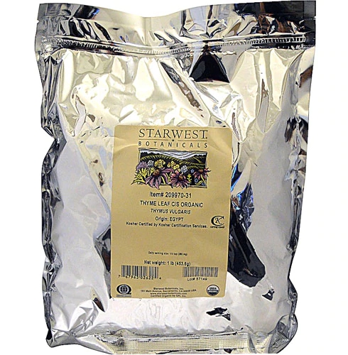 Tomilho Orgânico Starwest Botanicals Folha Picada e Peneirada 454g