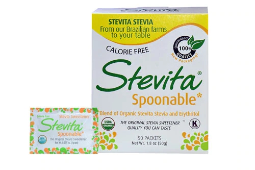 Stevita Adoçante de Stevia Colherável - 50 Sachês - Zero Calorias