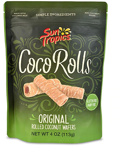 Sun Tropics Coco Rolls Wafer Sem Glúten e Lactose Sabor Original - 113g