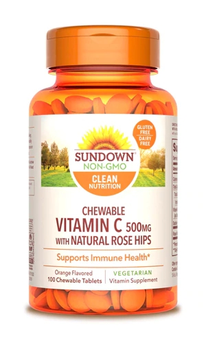 Vitamina C Sundown Naturals Laranja Mastigável 500mg - 100 Comprimidos