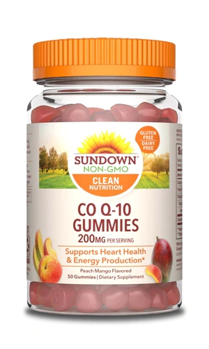 Sundown Naturals Co Q-10 Gomas Sabor Pêssego Manga - 200mg - 50 Gomas