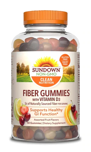 Sundown Naturals Fiber Vitamina D3 Frutas Sortidas - 50 Gomas