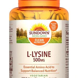 Sundown Naturals L-Lisina 500mg com 100 Comprimidos - Saúde e Bem-Estar