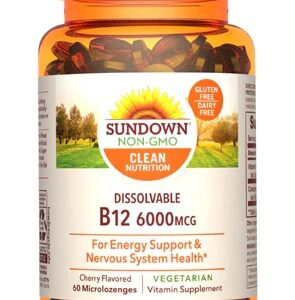 Vitamina B12 Sublingual Sundown Naturals 6000mcg Sabor Cereja - 60 MicroComprimidos
