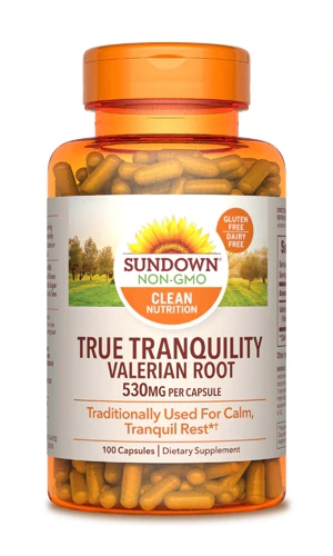 Raiz de Valeriana Sundown Naturals 530mg - 100 Cápsulas para Sono e Relaxamento