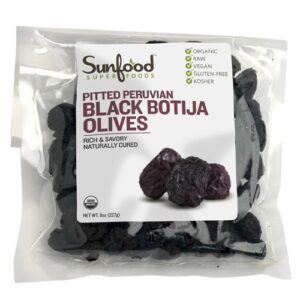 Comprar sunfood organic black peruvian botija olives pitted -- 8 oz preço no brasil condiments food & beverages olives suplementos em oferta suplemento importado loja 19 online promoção -