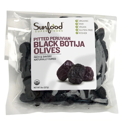 Azeitonas Pretas Peruanas Orgânicas SunFood Botija Sem Caroço - 227g