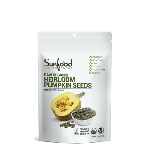 Sementes de Abóbora Heirloom Orgânicas SunFood Cruas - 227g