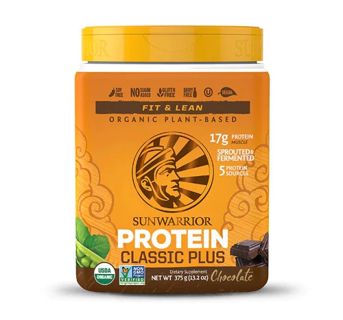Proteína Vegana Sunwarrior Classic PLUS Sabor Chocolate 374g