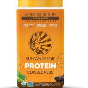 Proteína Vegana Sunwarrior Classic PLUS Chocolate 748g - Sabor Intenso e Nutrição Completa