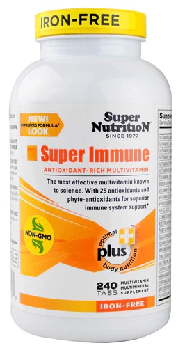 Super Nutrition Super Immune Multivitamínico Antioxidante Rico Ferro-Free 240 Comprimidos Vegetarianos