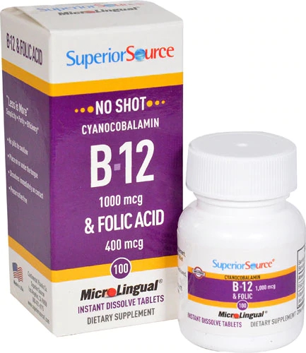 Superior Source B-12 & Ácido Fólico 100 MicroLingual® Tablets: Potencialize Sua Energia e Bem-Estar