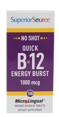 Superior Source B12 Energia Rápida 1000mcg - 100 Comprimidos MicroLingual