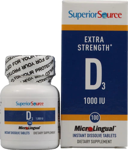 Superior Source Vitamina D3 1000 UI - 100 Comprimidos de Dissolução Rápida para Imunidade e Ossos Fortes