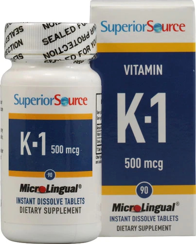 Vitamina K1 Superior Source 500 mcg - 90 Comprimidos de Dissolução Rápida