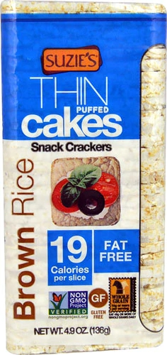 Biscoitos de Arroz Integral Suzie's Thin Puffed Cakes 139g - Snack Leve e Saudável