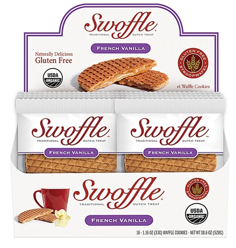 Swoffle Stroopwafel Bolacha Crocante Francesa Orgânica Sem Glúten 16 Cookies (Aprox. 220g)