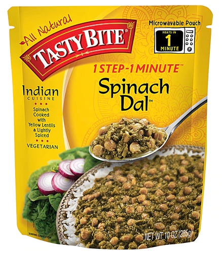 Tasty Bite Indian Cuisine Spinach Dal - Refeição Indiana Pronta em 1 Minuto - 283g