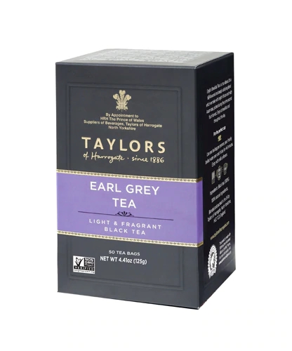 Chá Preto Earl Grey Taylors of Harrogate 50 Sachês - Refrescante e Aromático