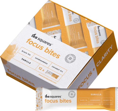 Tea Squares Tea Infused Energy Snack Baunilha Chai - 12 Pacotes de 32g Cada