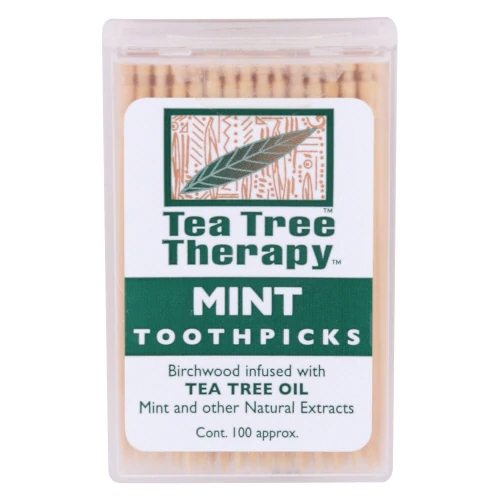 Palitos de Dente Tea Tree Therapy Menta - 100 Unidades - Higiene Bucal Natural