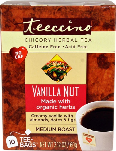 Teeccino Chá de Chicória Vanilla Nut - 10 Sachês - Sabor Refrescante e Natural