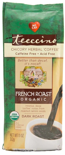 Teeccino Organic Chicory Herbal Coffee Alternative Caffeine Free French Dark Roast -- 11 oz