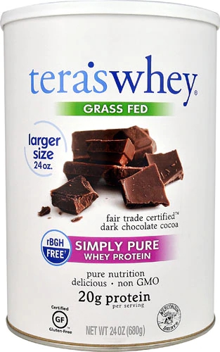 Tera's Whey Simply Pure Whey Protein rBGH Free Grass Fed Dark Chocolate Cocoa -- 24 oz