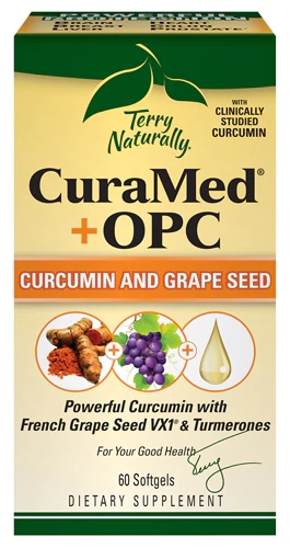 Terry Naturally CuraMed + OPC - 60 Cápsulas Softgel - Suplemento de Cúrcuma e Uva