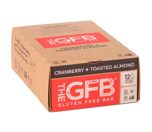 The Gluten Free Bar GFB Cranberry Toasted Almond - Caixa com 12 Barras Energéticas Sem Glúten e Veganas
