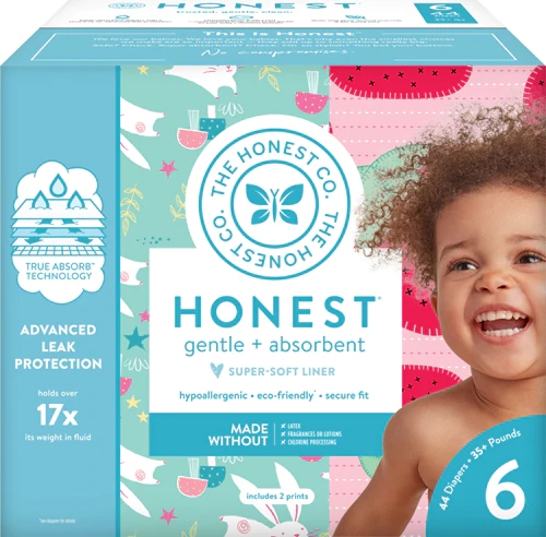 Fraldas The Honest Company Club Box Tamanho 6 Morangos e Coelhinhos - 44 Unidades (Aprox. 12 kg)
