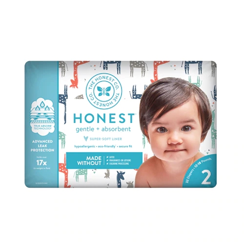 Fraldas Ecológicas The Honest Company Girafas Coloridas - Tamanho 2 (6-11kg) - 32 Unidades