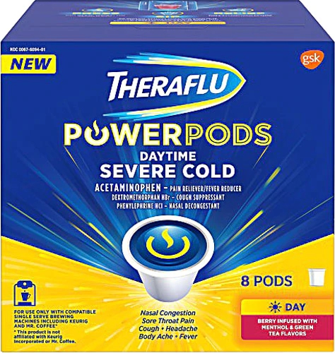 Theraflu Power Pods Daytime - 8 Unidades: Alívio Rápido para Sintomas de Gripes e Resfriados