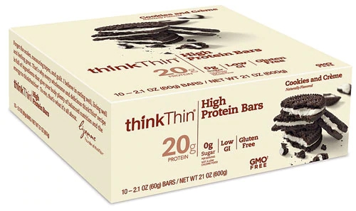 Barra de Proteína thinkThin Cookies & Creme - 10 Barras (Aprox. 45g cada)