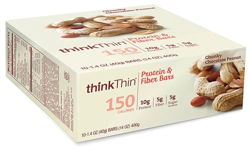 Barra de Proteína ThinkThin Chunky Chocolate Peanut Butter - 10 Barras (aprox. 454g)