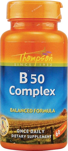 Thompson B 50 Complex: 60 Cápsulas Vegetarianas - Potência de Vitaminas B