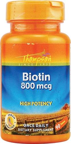 Biotina Thompson 800mcg - 90 Comprimidos para Cabelos, Pele e Unhas Fortes