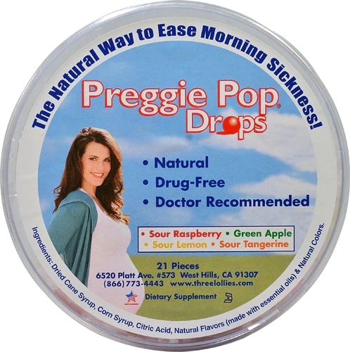 Three Lollies Preggie Pop Drops 21 Unidades - Sabores Variados (Amora Ácida, Maçã Verde, Limão Ácido, Tangerina Ácida)