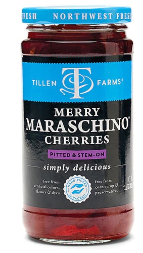 Cerejas Maraschino Tillen Farms Sem Caroço e Com Pedúnculo - 383g