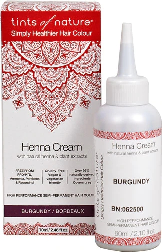 Tints of Nature Henna Cream Cor Borgonha 72ml - Coloração Natural e Saudável