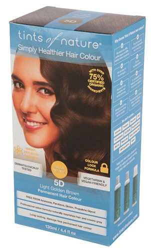 Tinta de Cabelo Permanente Tints of Nature 5D Castanho Dourado Claro 130ml - Coloração Natural e Saudável