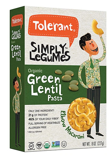 Tolerant Food Organic Green Lentil Pasta Simply Legumes™ Gluten Free Elbow Macaroni -- 8 oz