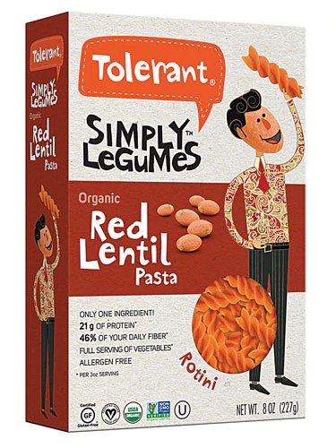 Massa de Lentilha Vermelha Orgânica Tolerant Food Simply Legumes™ Sem Glúten Rotini - 227g