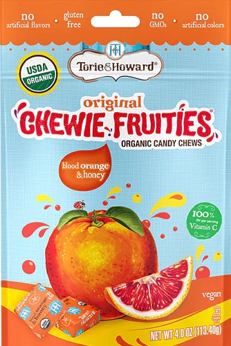 Balas Orgânicas Torie & Howard Chewie Fruities Laranja Sanguínea e Mel - 113g