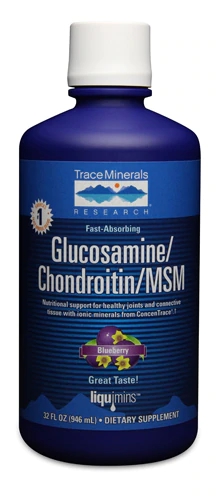Trace Minerals Research Glucosamina Condroitina MSM Liquimins Blueberry 946ml
