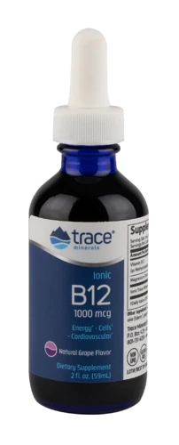 Suplemento de Vitamina B12 Iônica Trace Minerals Research Sabor Uva 1000 mcg - 60ml