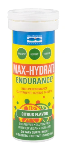 Trace Minerals Research Max-Hydrate Endurance+ 10 Comprimidos Efervescentes Sabor Cítrico